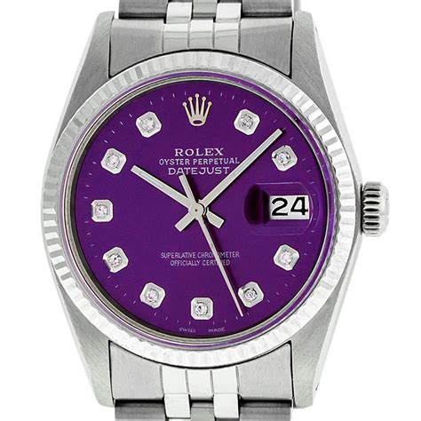 purple diamonds rolex watch|Rolex datejust wrist watch.